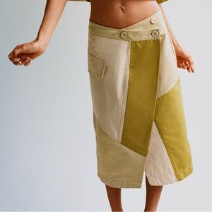 New Zara Garbadine Patchwork Midi Skirt XS Extra Small 8342/004